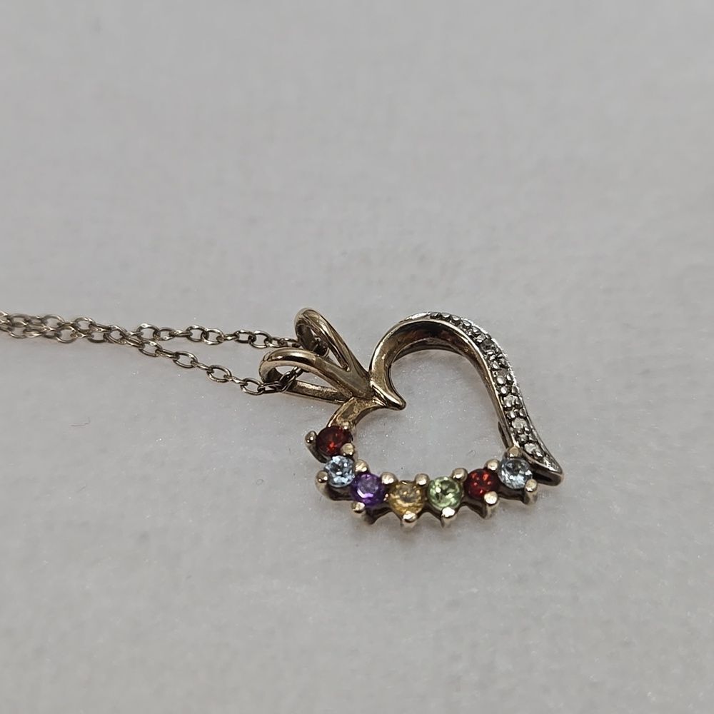 Vintage Gold And Silver Diamond Heart Pendant Necklace